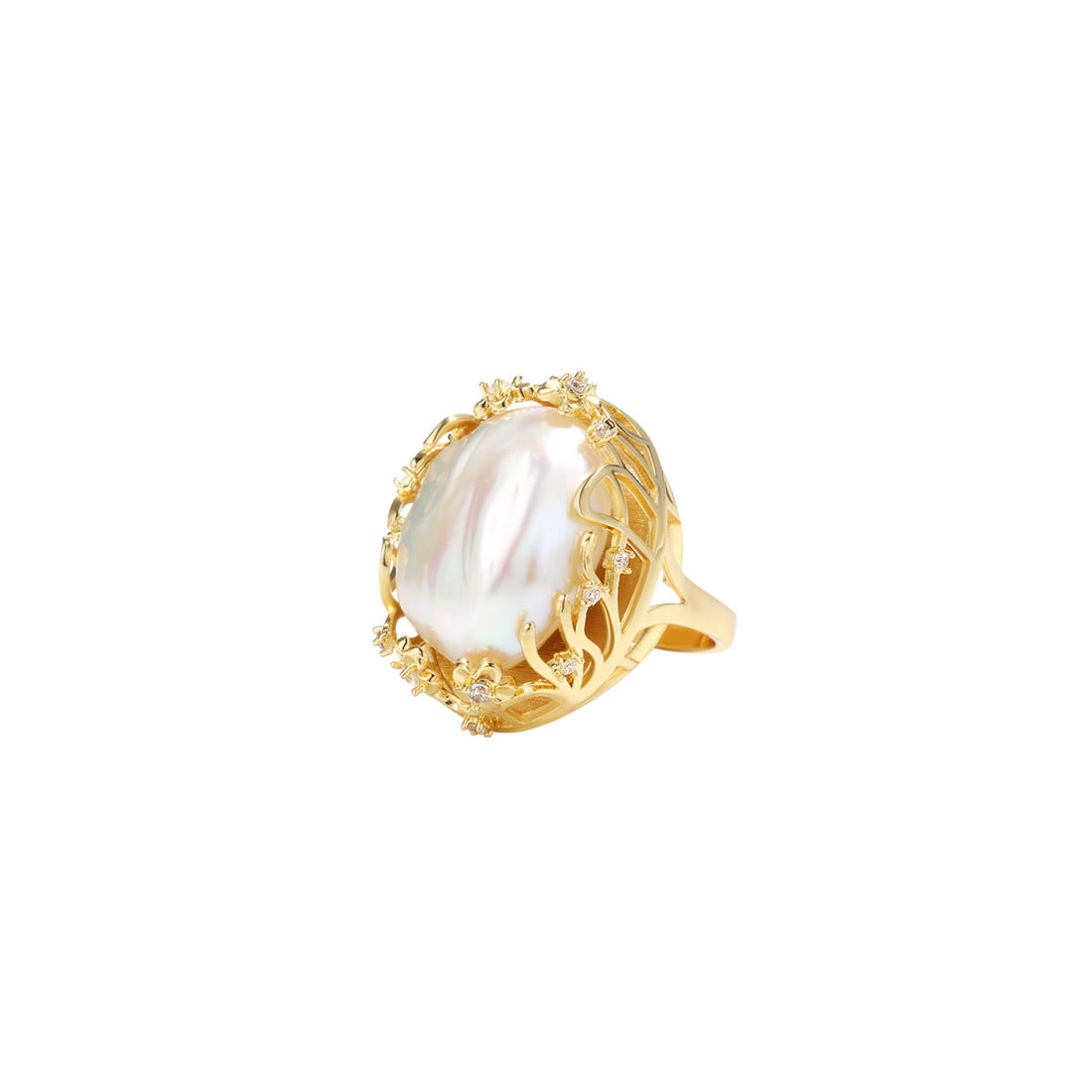 Coral Sea Cocktail Gold Ring