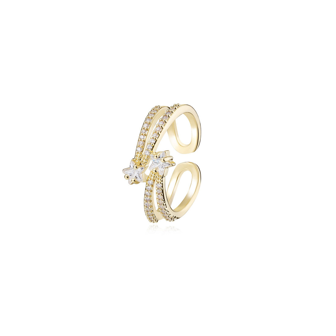 Dazzling Comet Cuff Gold Ring