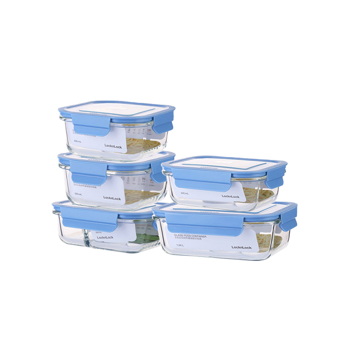 Classic 5pcs Microwave Oven Safe Blue Glass Container Set 3.58L - Your Trusted Food Storage Solution
