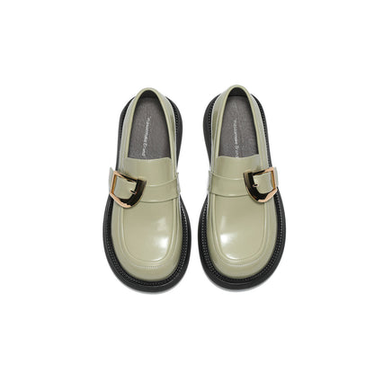 DIFI Buckle Patent Green Loafers
