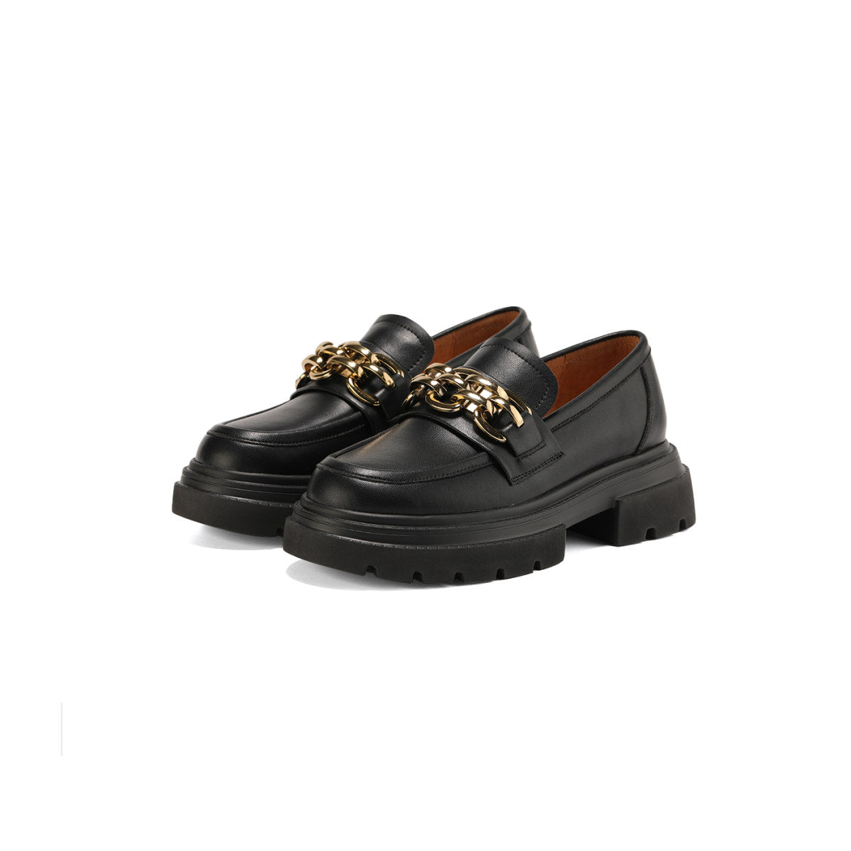 Chain-link Black Loafers