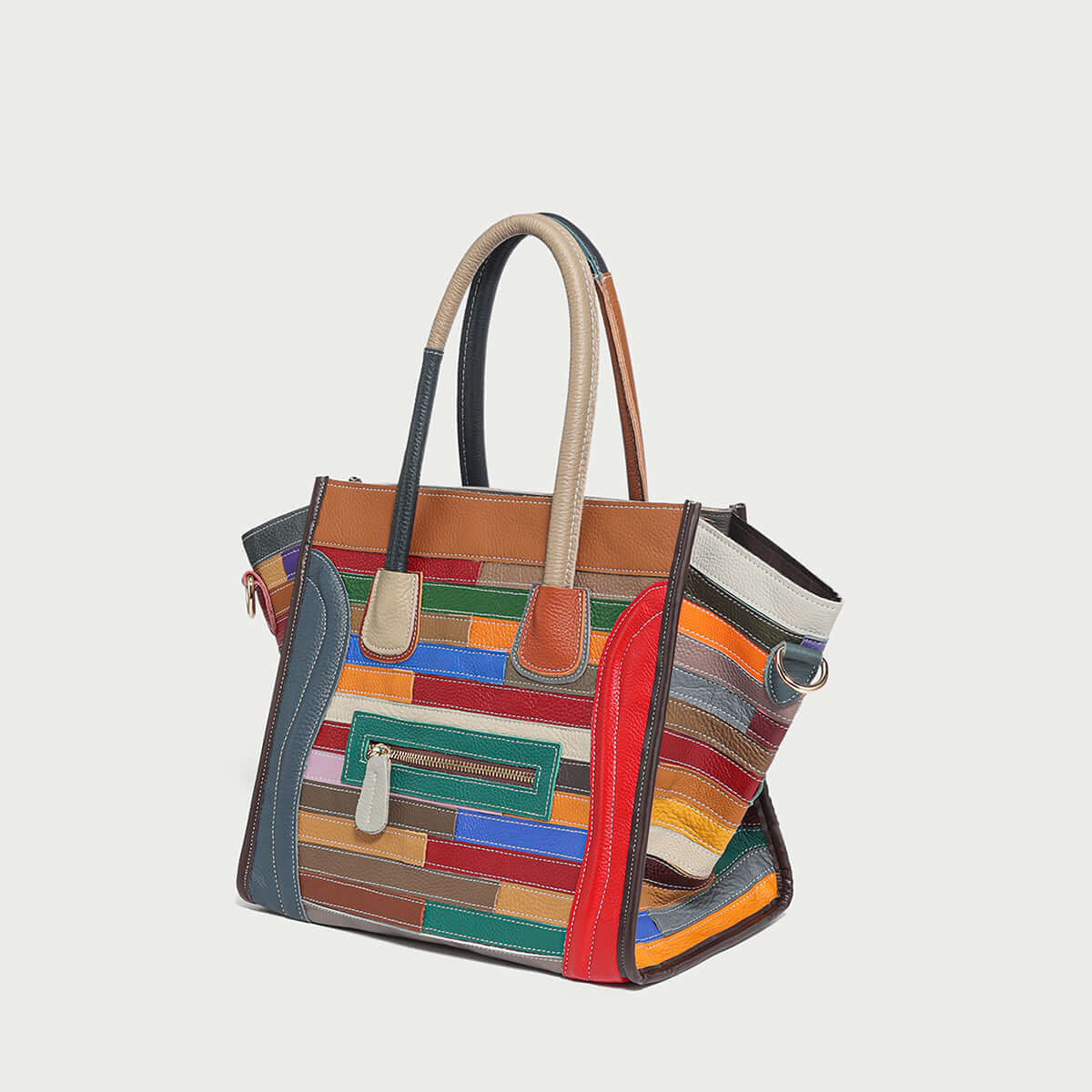 abstract linear top handle bag rainbow 3