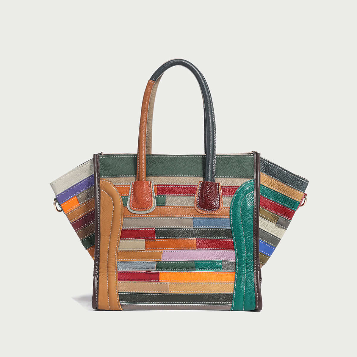 abstract linear top handle bag rainbow 4