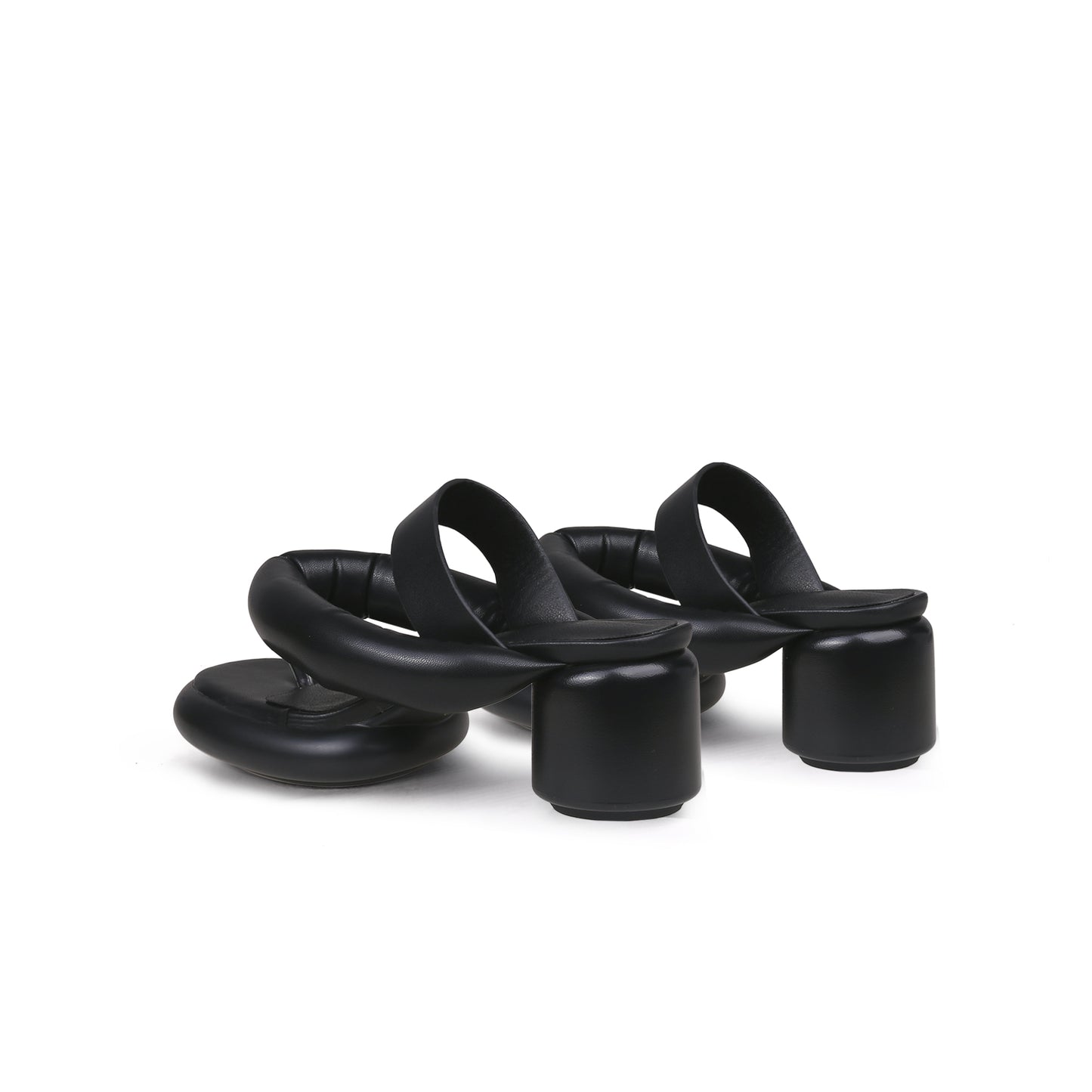 abstract padded strap block heels all black 5