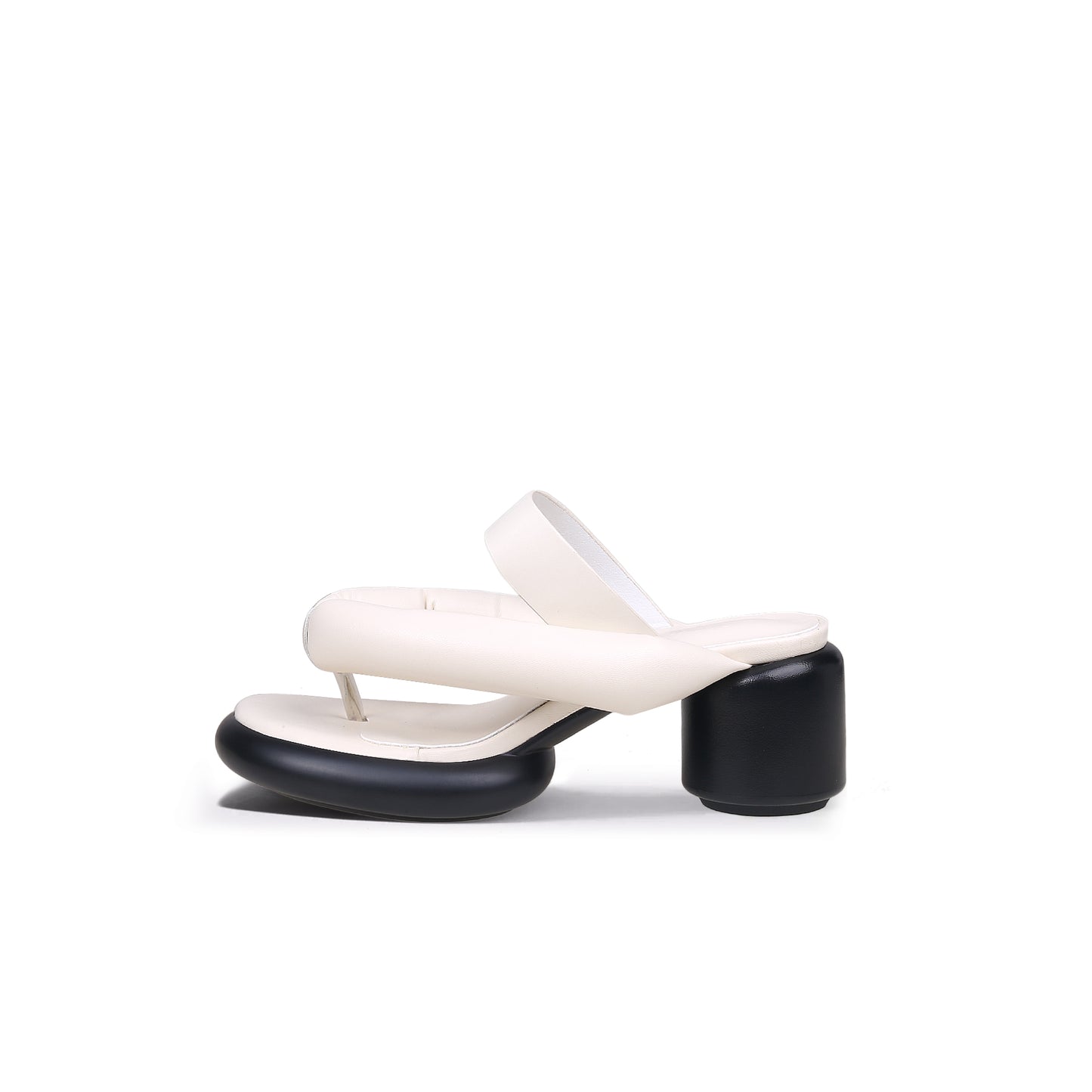 abstract padded strap block heels all white 1