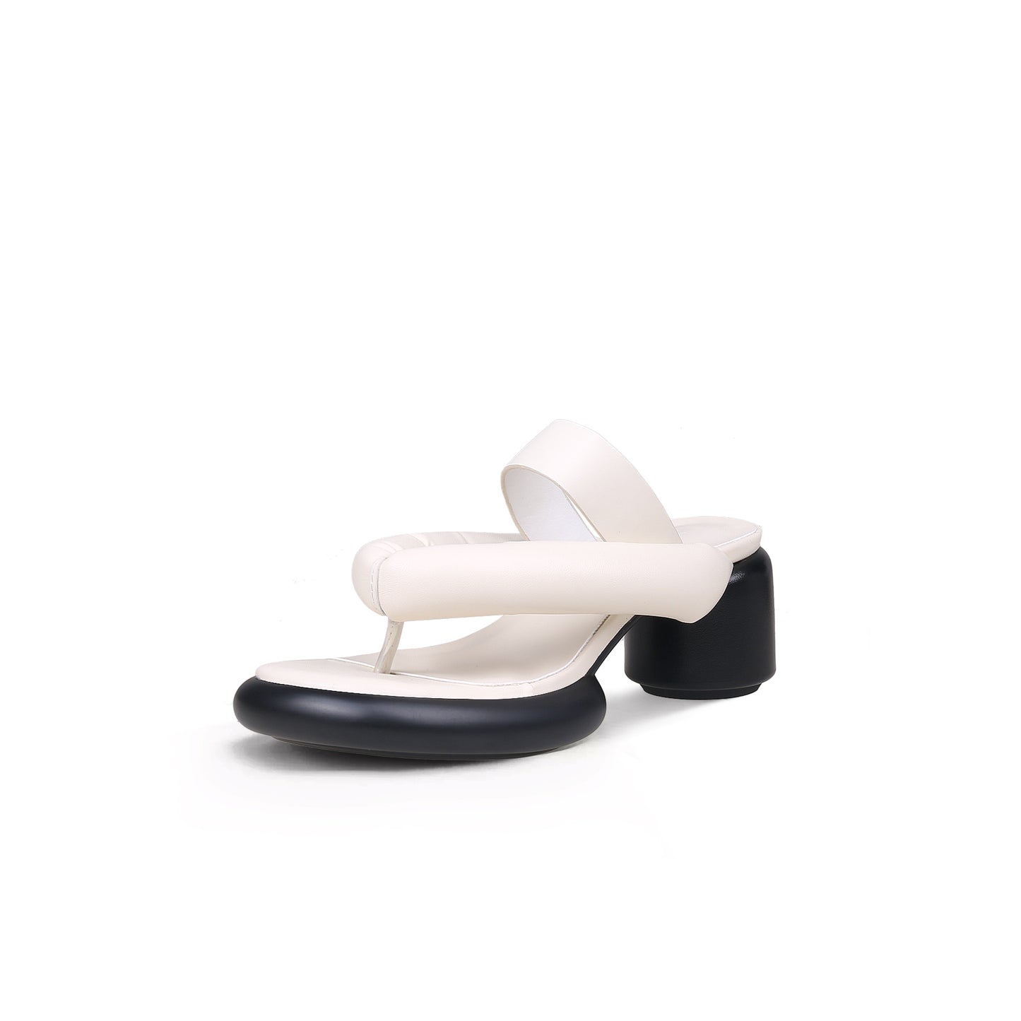 abstract padded strap block heels all white 2
