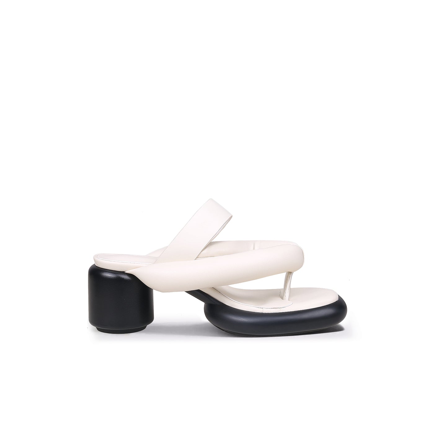 abstract padded strap block heels all white 3