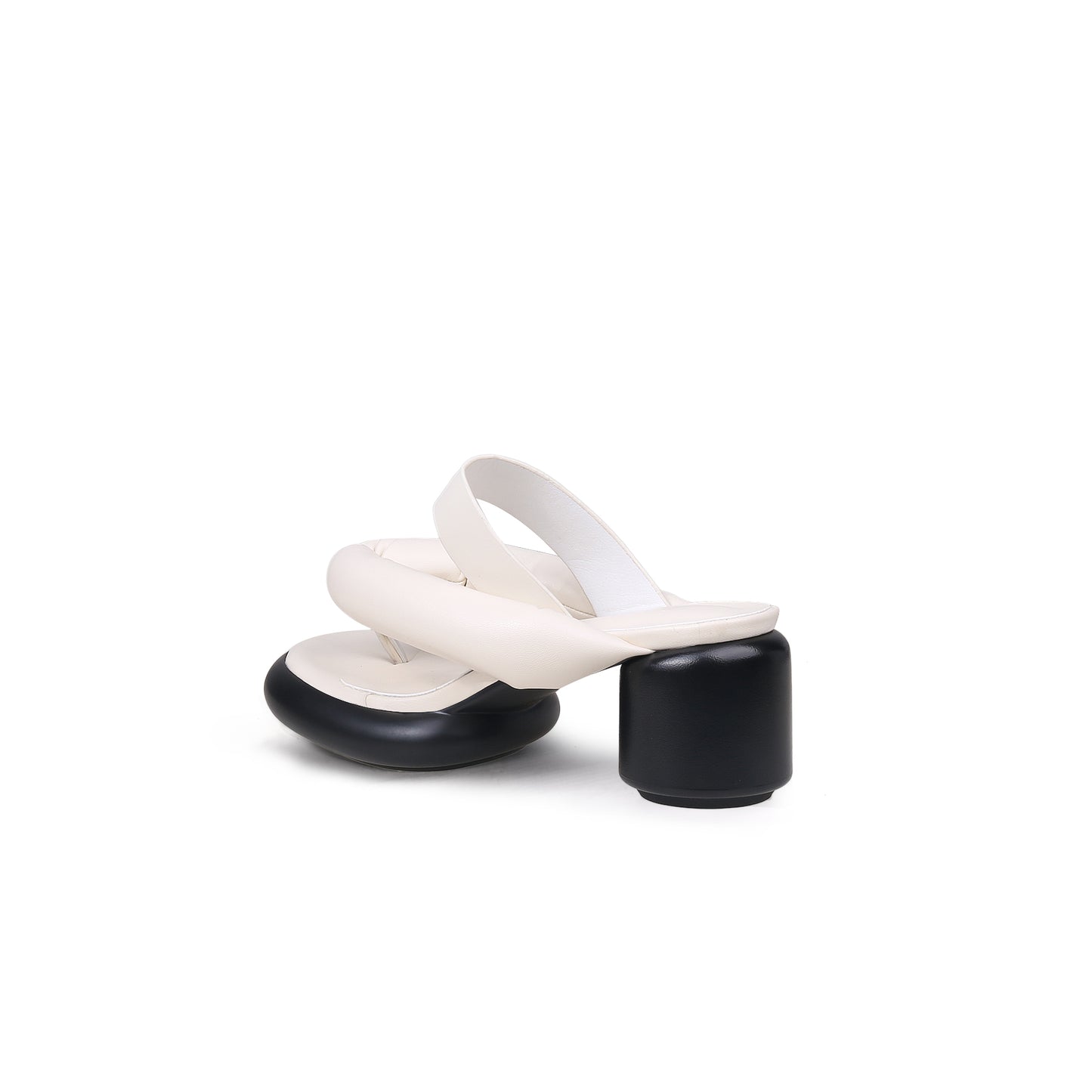 abstract padded strap block heels all white 4
