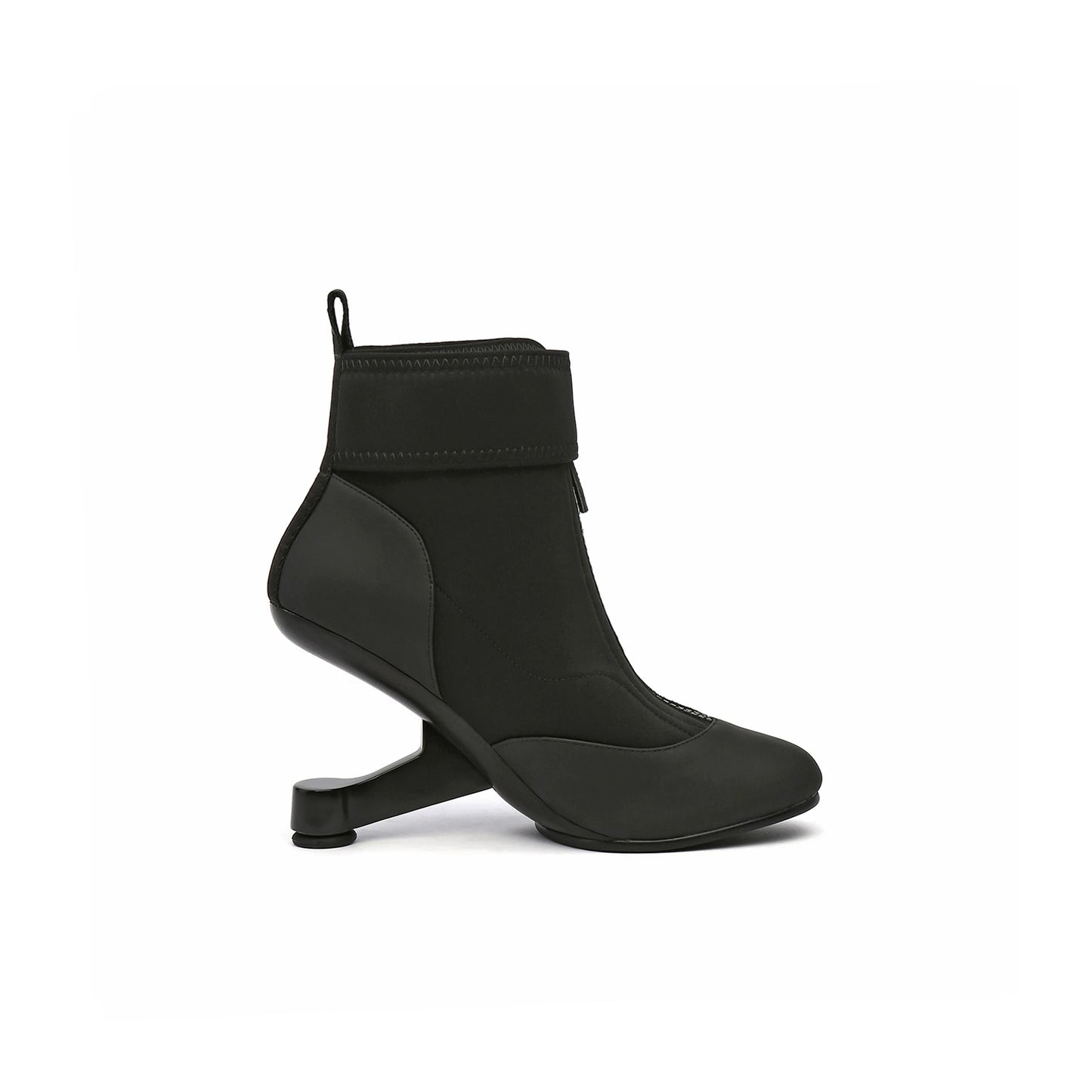 abstract swirl leather ankle boots all black 3