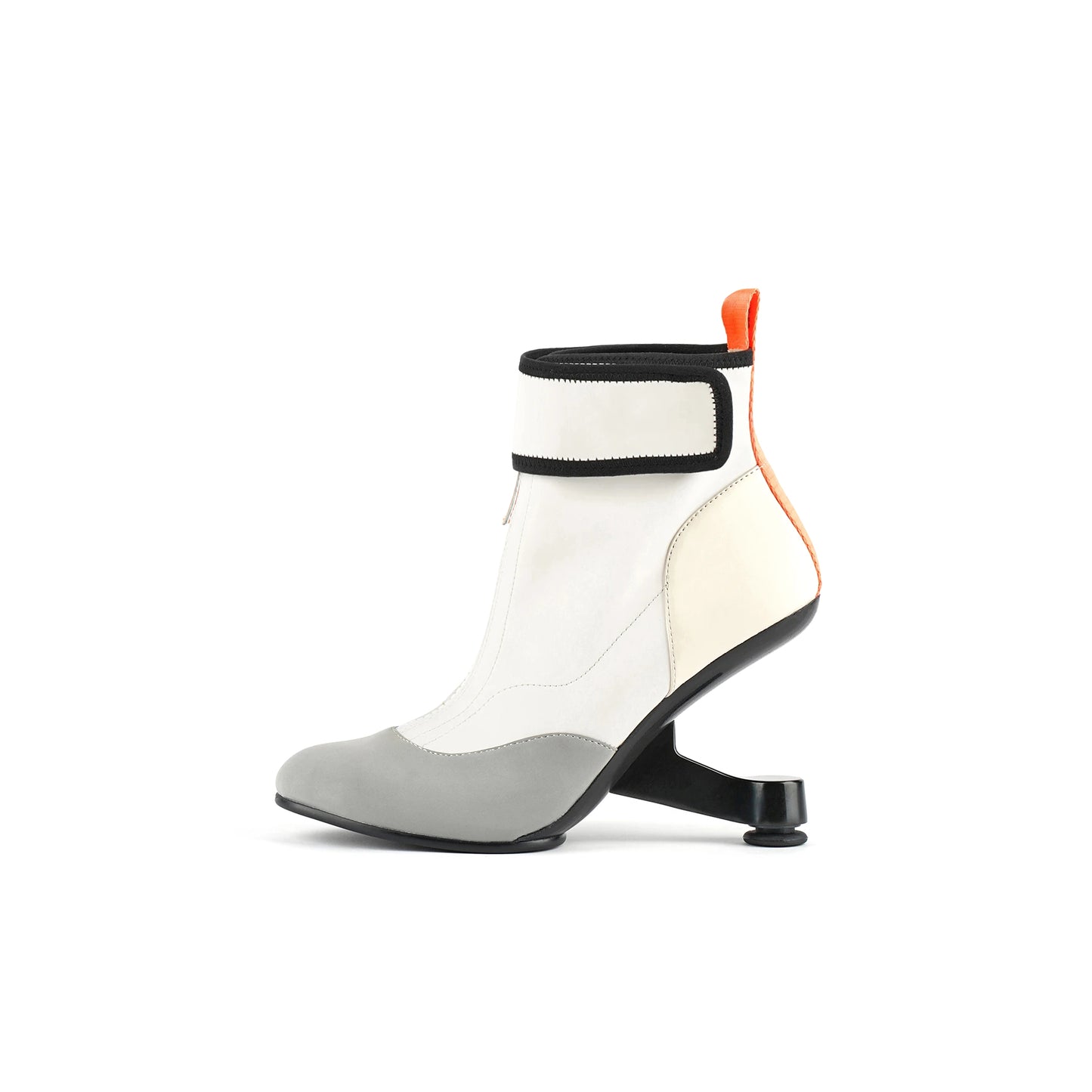 abstract swirl leather ankle boots all white 1