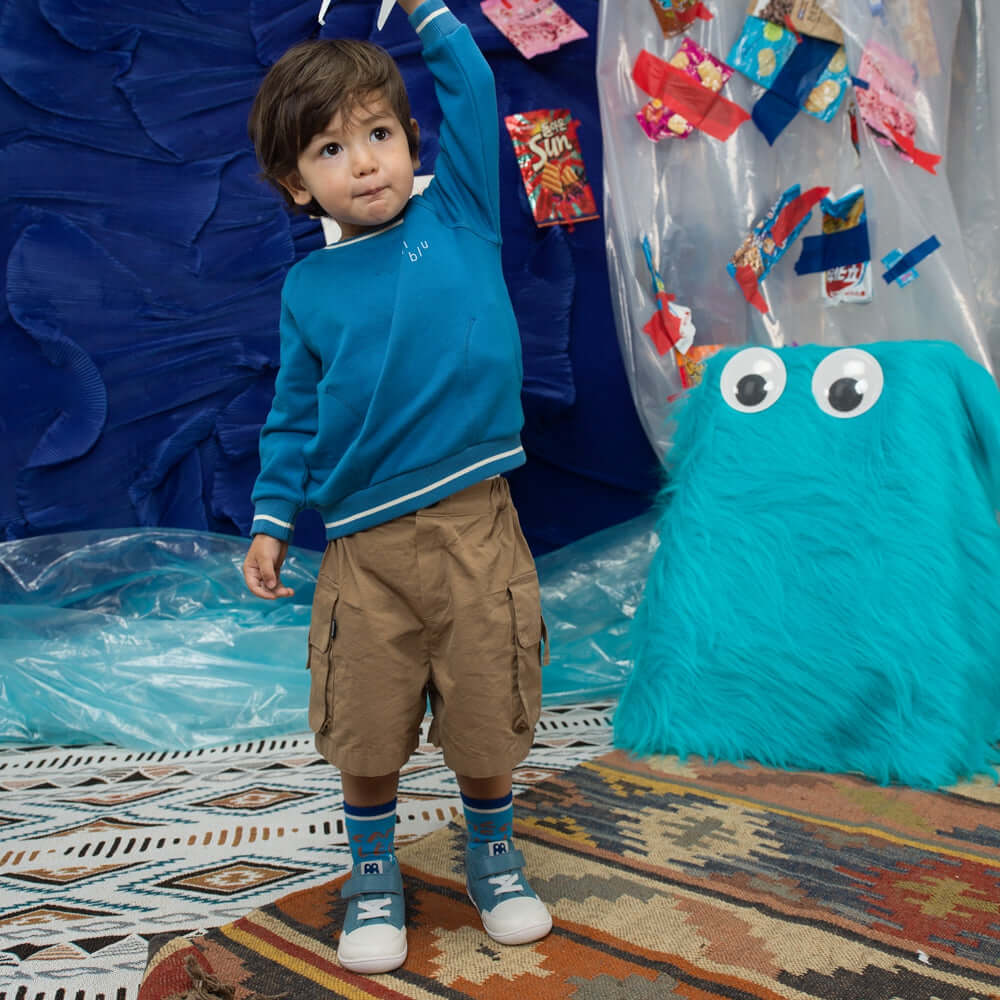 active pre walker mid top baby sneakers all blue 7