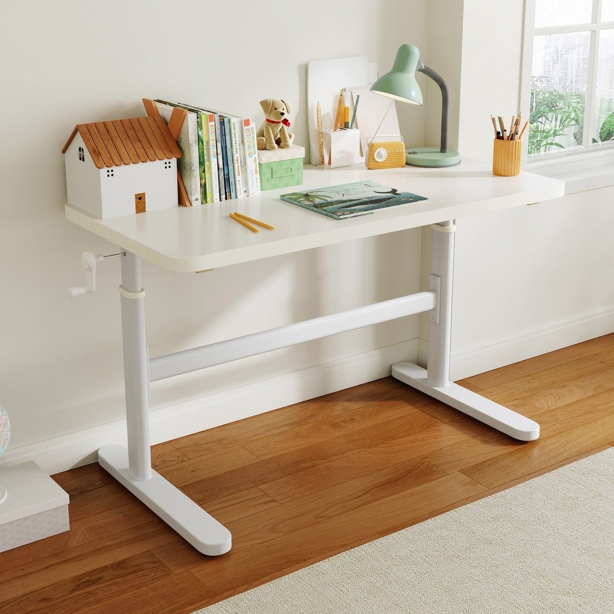 Adjustable Height White Study Desk for Children - 0cm