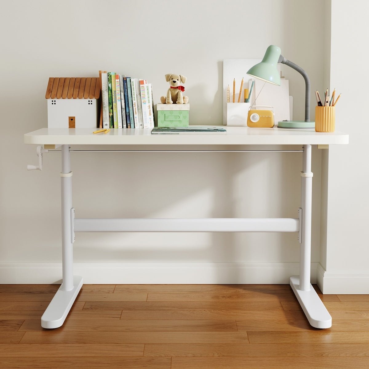 Adjustable Height White Study Desk for Children - 0cm