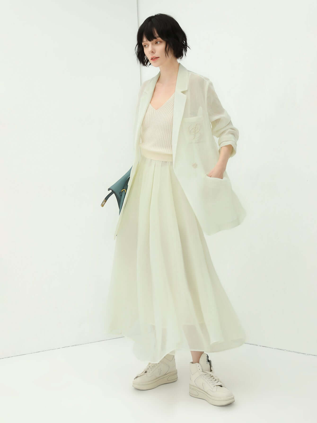 aesthetic full length airy multi layered umbrella skirt all white 1