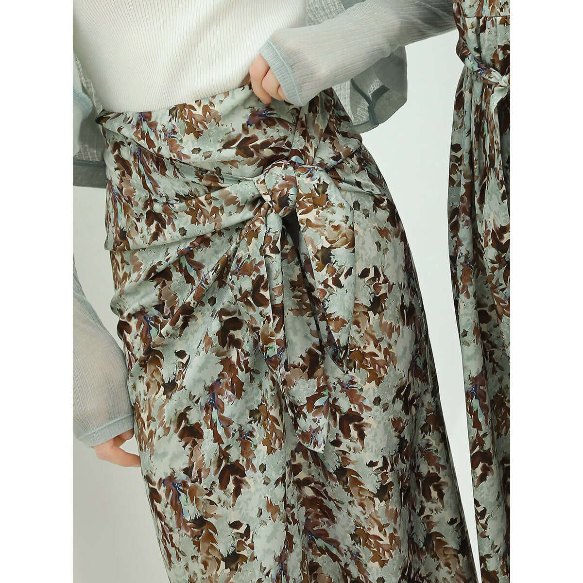 aesthetic side twist grassland wrap skirt all mint 3