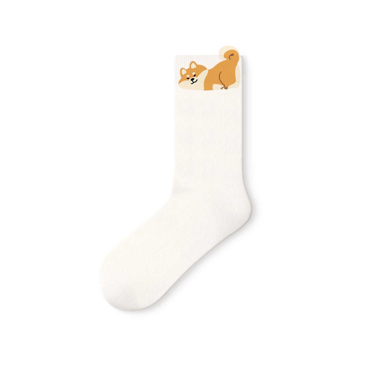 Akita Dog 3D Cuff Kawaii Mid - Calf Socks – Women's 5 - Pair All - Season Crew Set