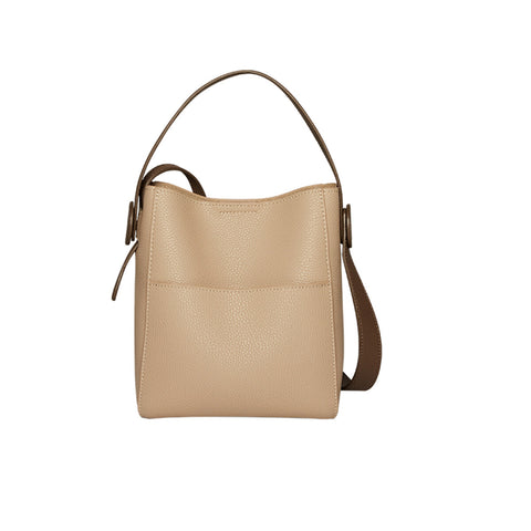 Alexa Minimalist Leather Bucket Crossbody Bag