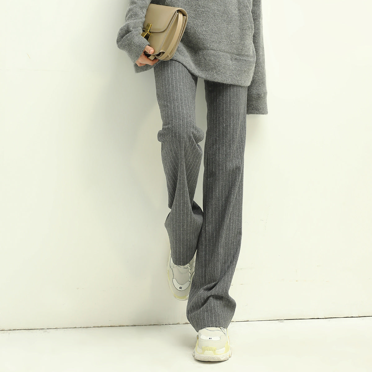 All Around Warm Striped Grey Wool Pants