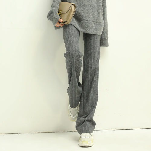 All Around Warm Striped Grey Wool Pants