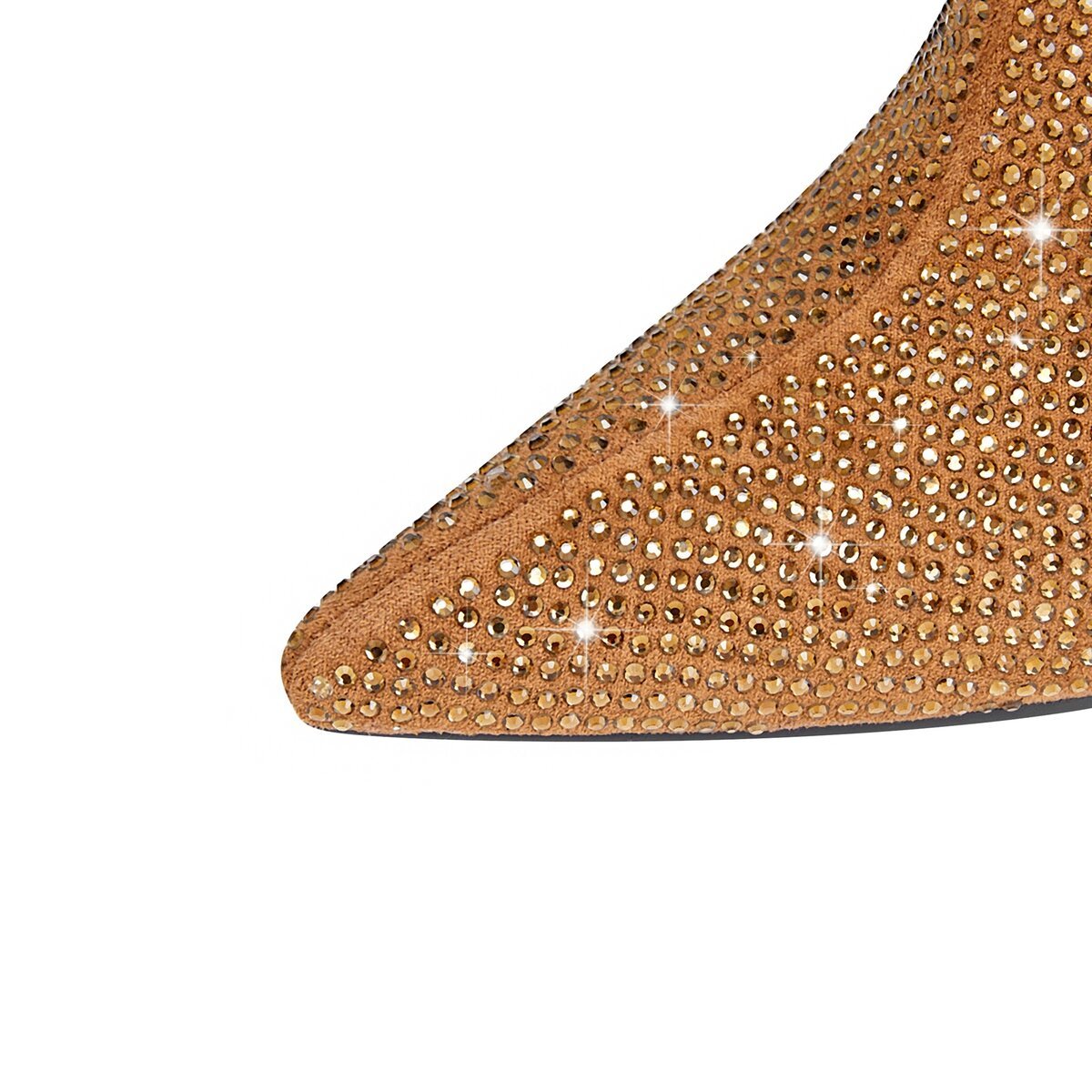 All Over Rhinestone Slouchy Stiletto Knee High Boots