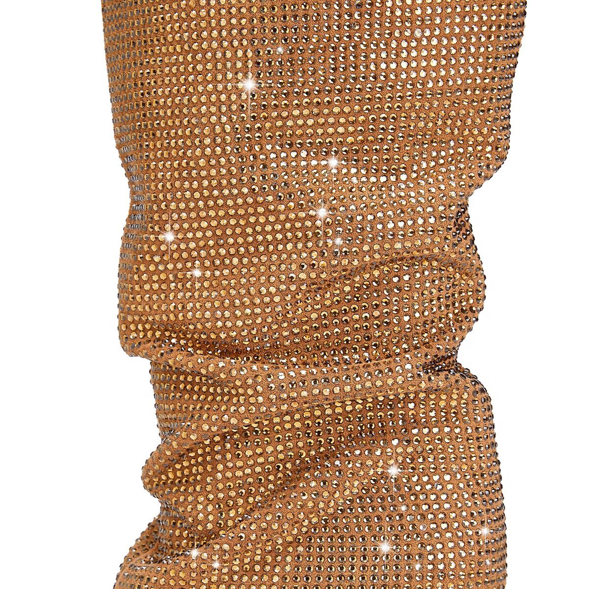 All Over Rhinestone Slouchy Stiletto Knee High Boots