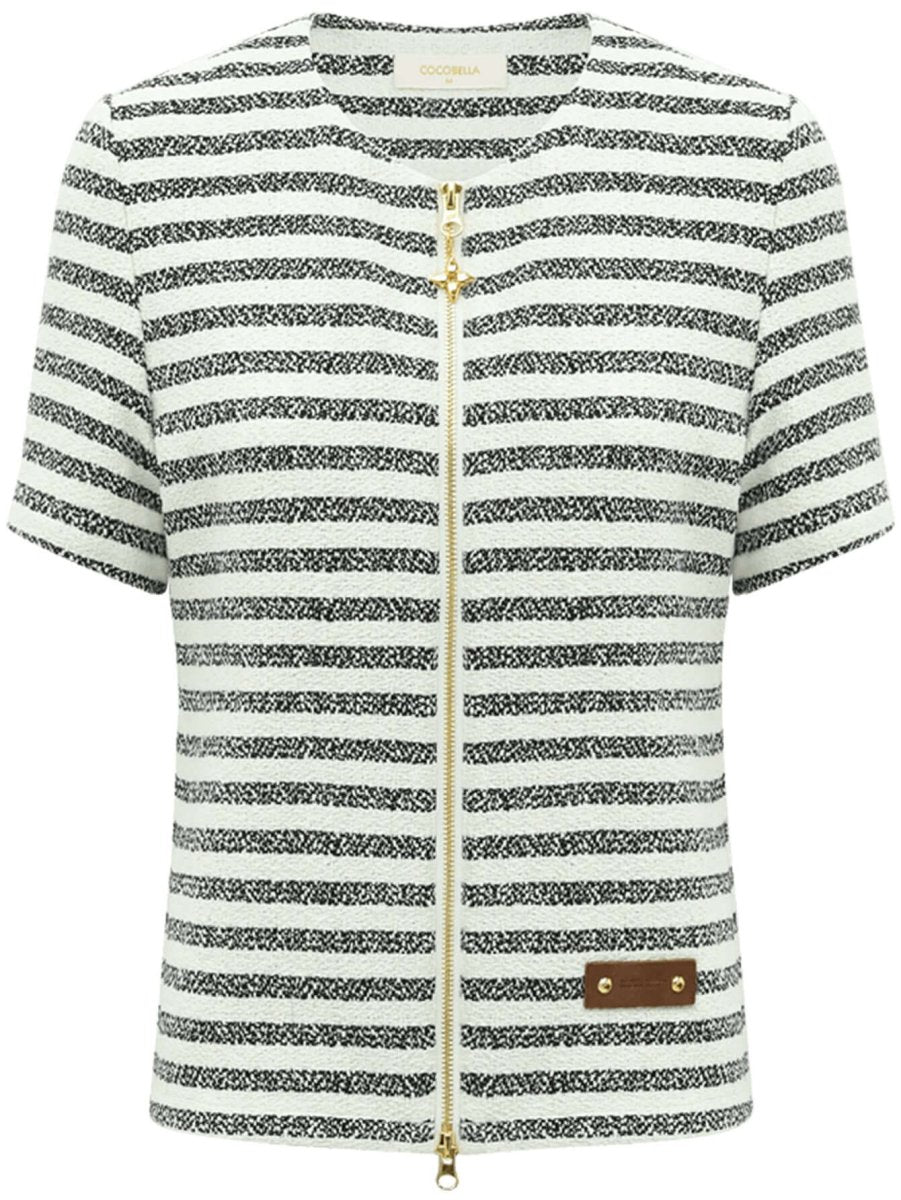 amour round neck double zipped striped sweater tee all stripe 4