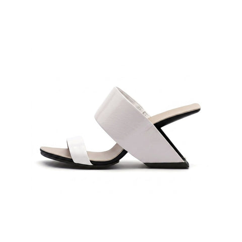 Angular Open Toe Slip On Mules
