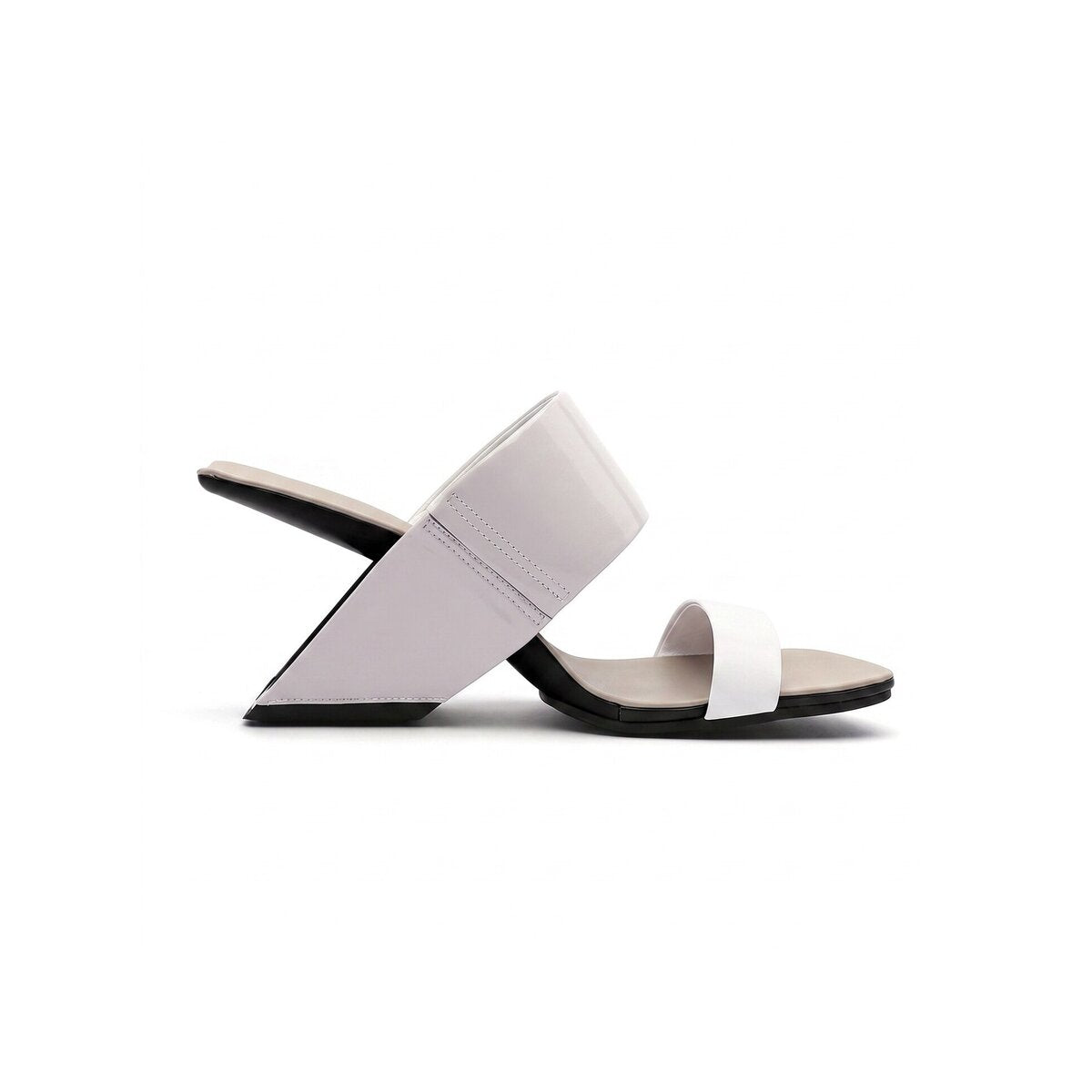 Angular Open Toe Slip On Mules