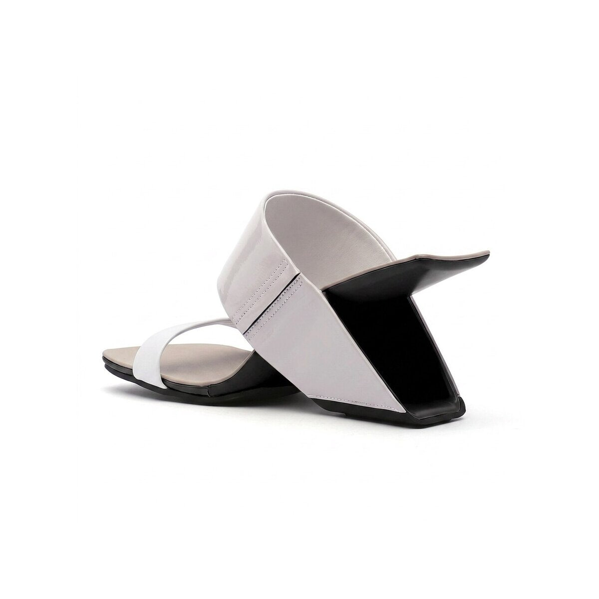 Angular Open Toe Slip On Mules