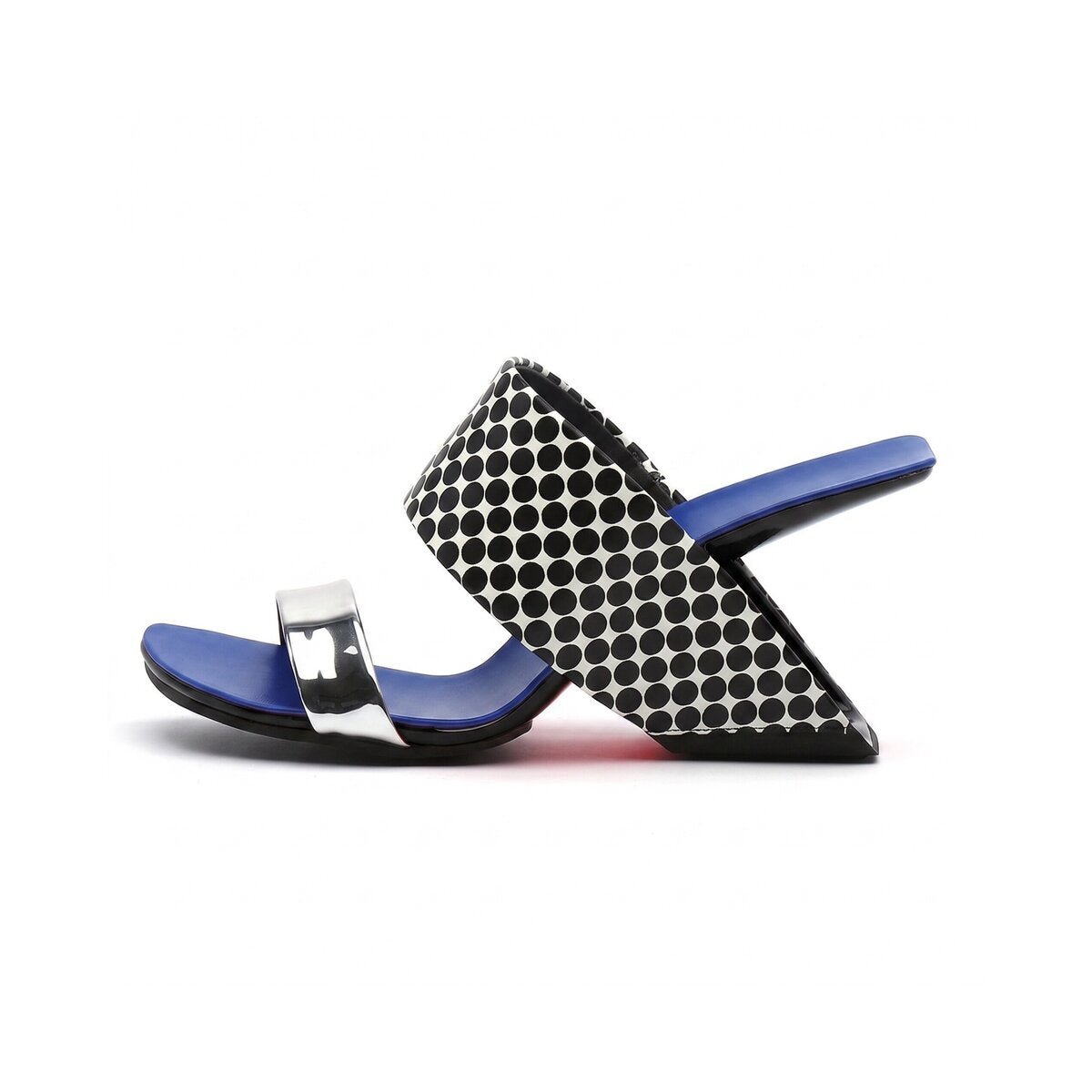 Angular Open Toe Slip On Mules