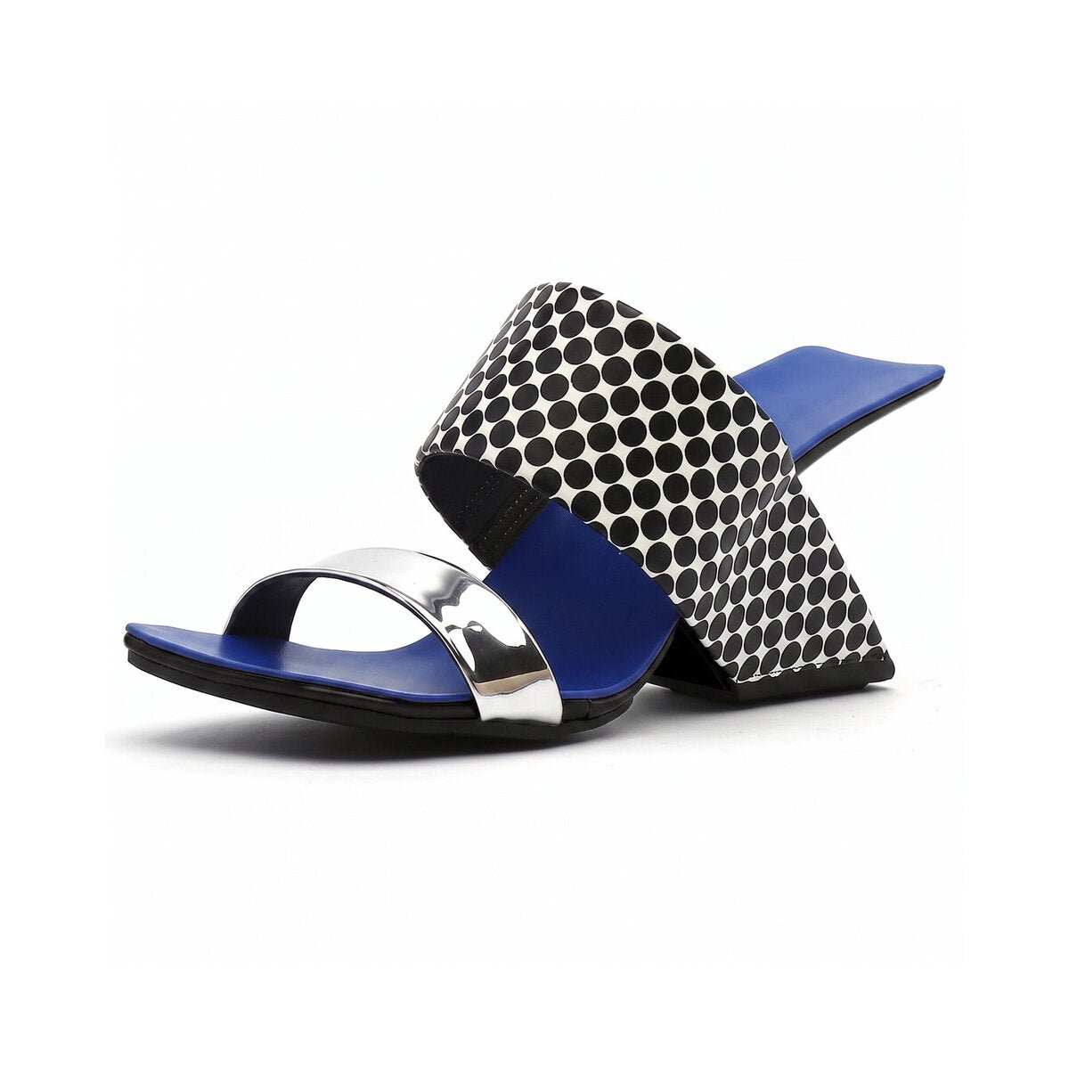 Angular Open Toe Slip On Mules