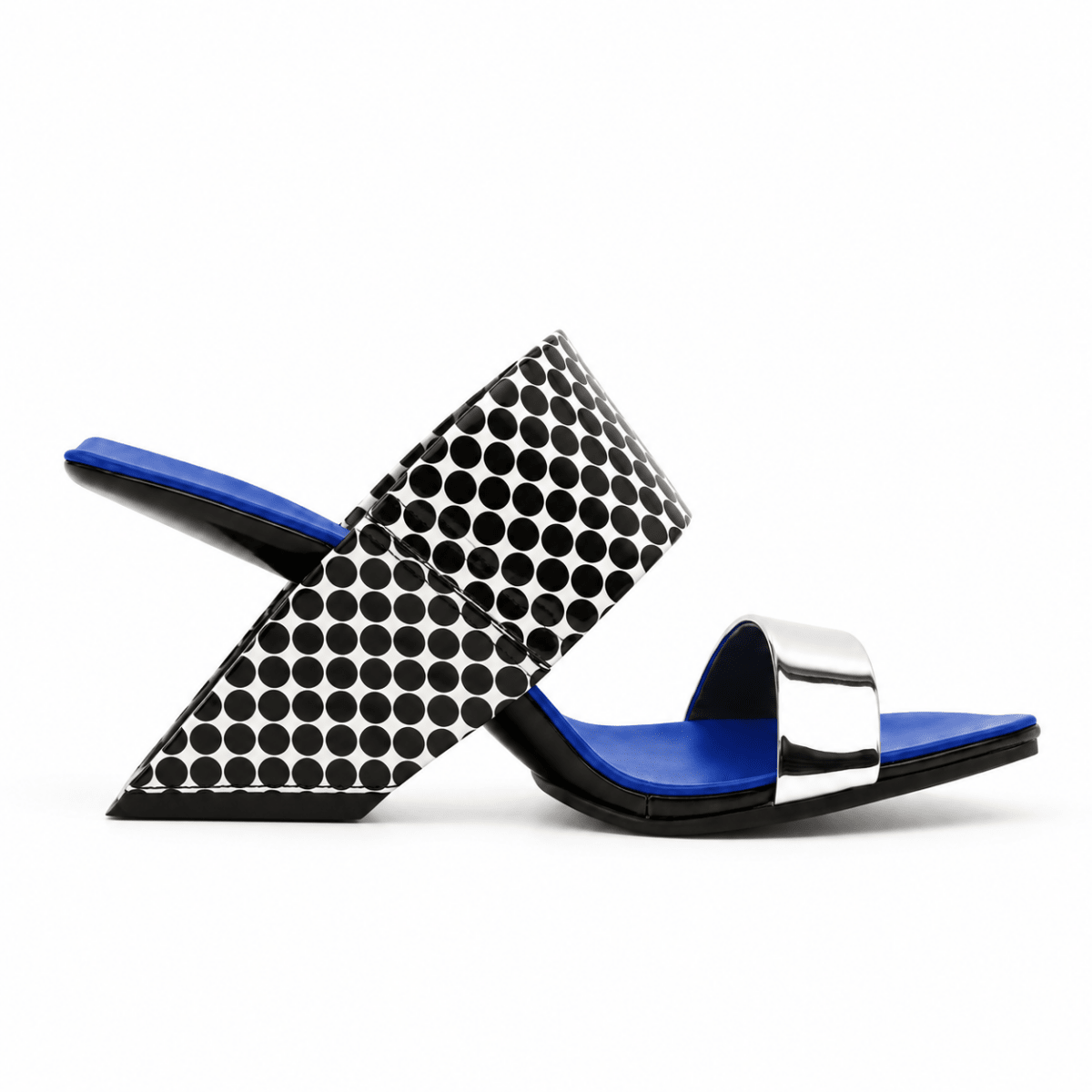 Angular Open Toe Slip On Mules