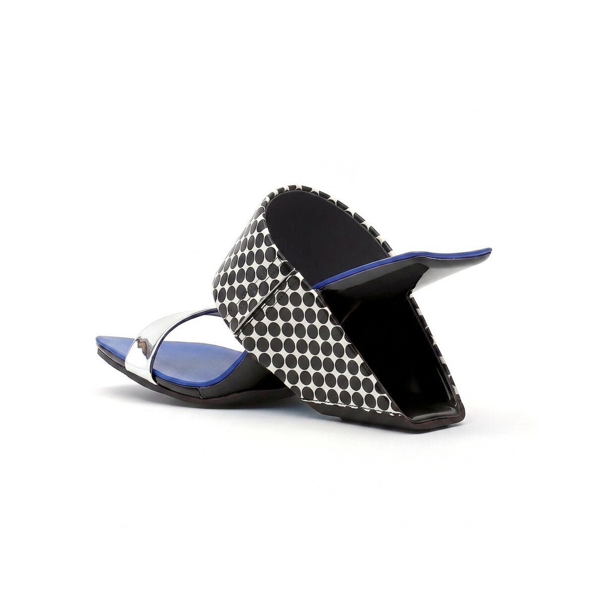 Angular Open Toe Slip On Mules