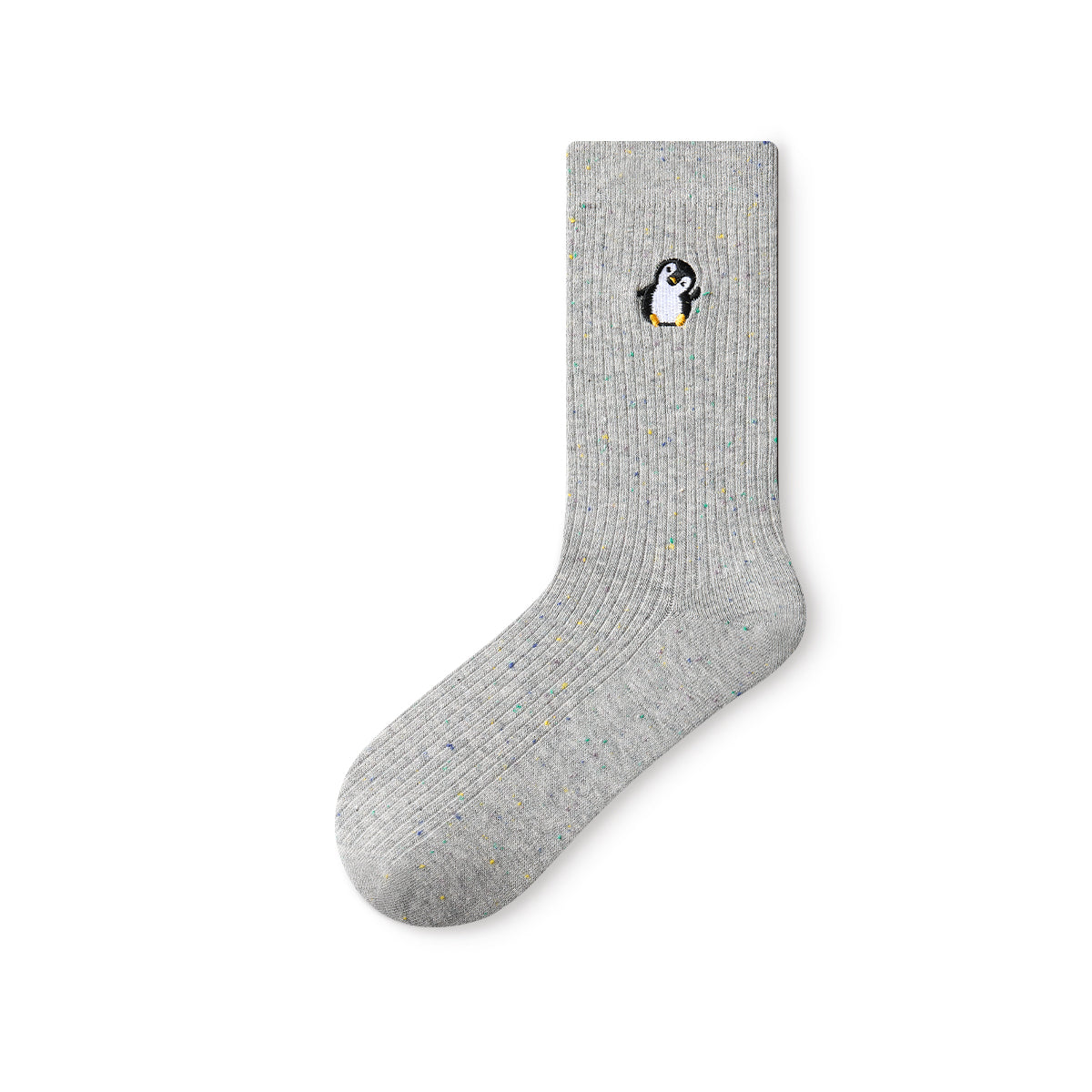 Animal Embroidery Speckled Point Yarn Mid-Calf Socks – Women's 5-Pair All-Season Crew Set