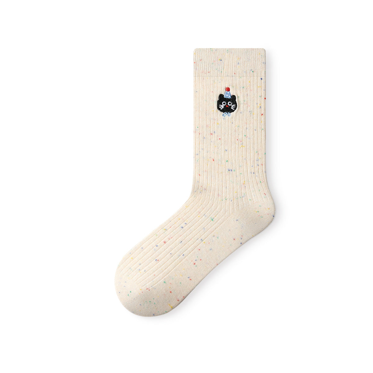 Animal Embroidery Speckled Point Yarn Mid-Calf Socks – Women's 5-Pair All-Season Crew Set