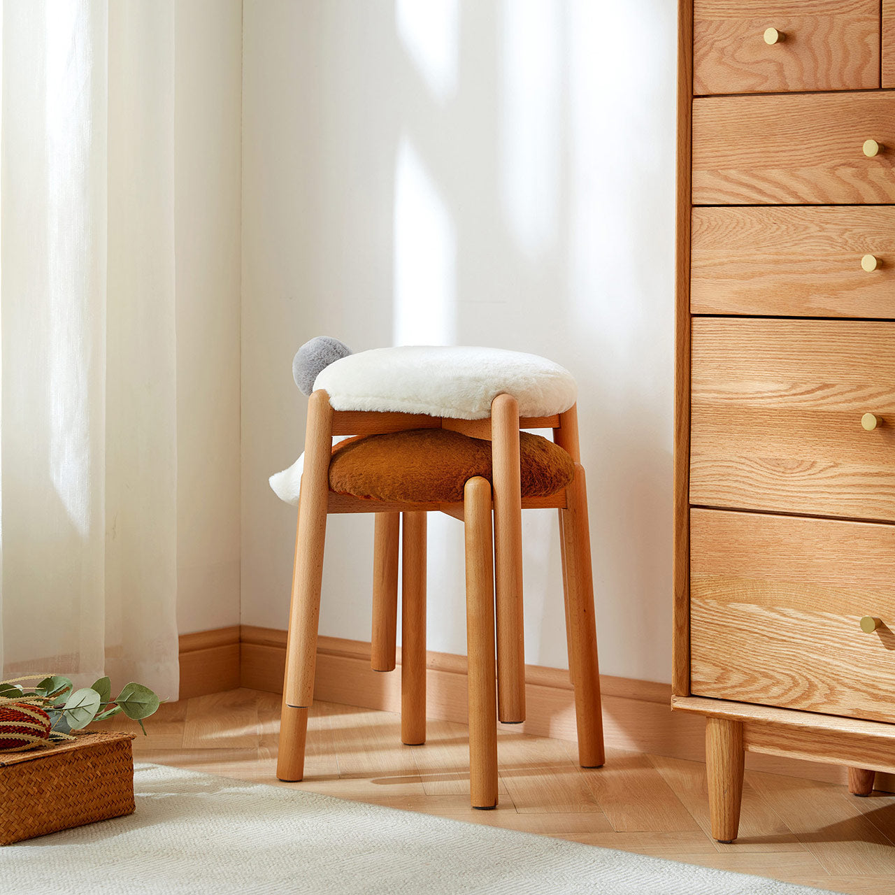 animal tails creative soft plush backless stool all 2