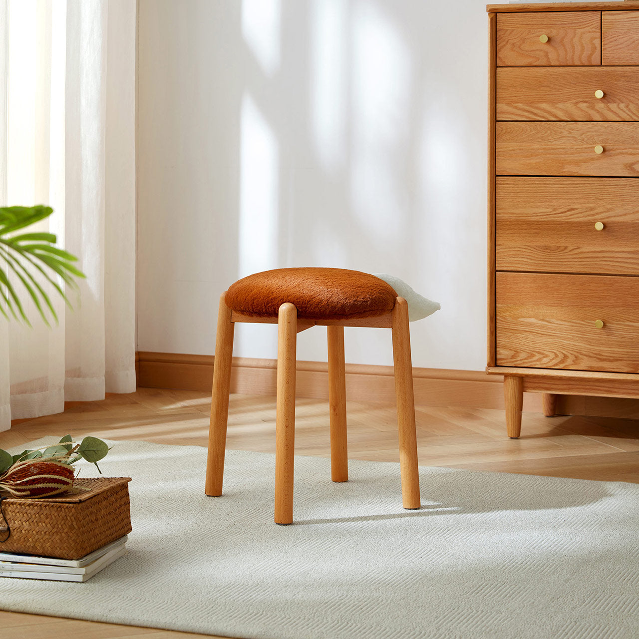 animal tails creative soft plush backless stool brown 1