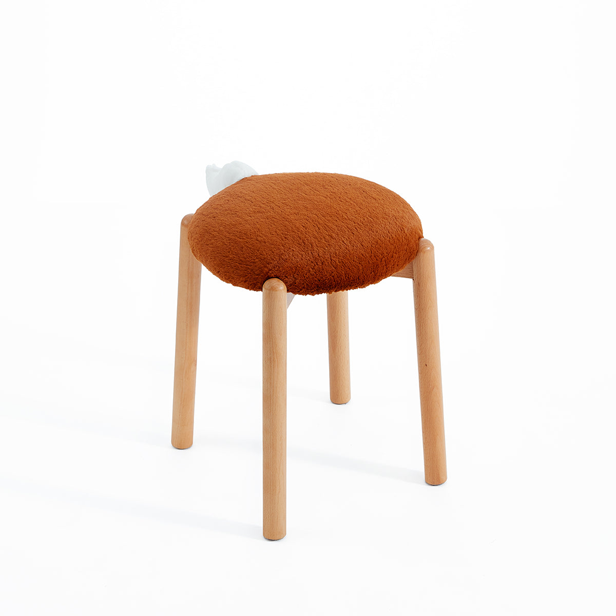 animal tails creative soft plush backless stool brown 3