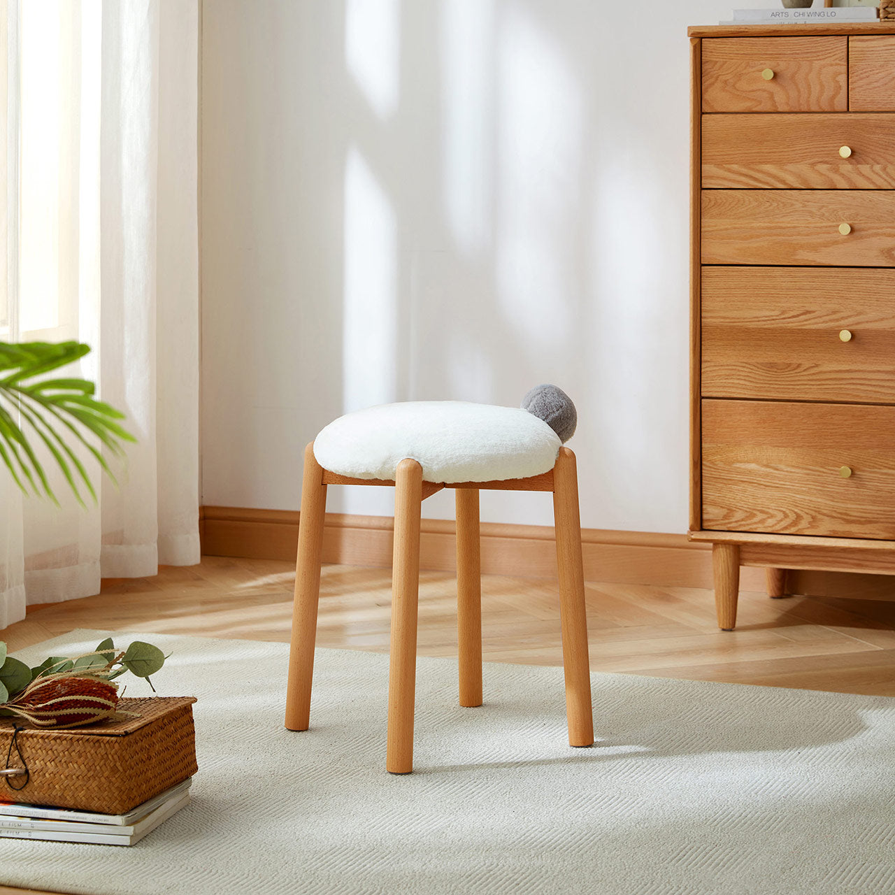 animal tails creative soft plush backless stool white 1