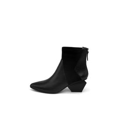 Ankle High Zip Back Leather Boots