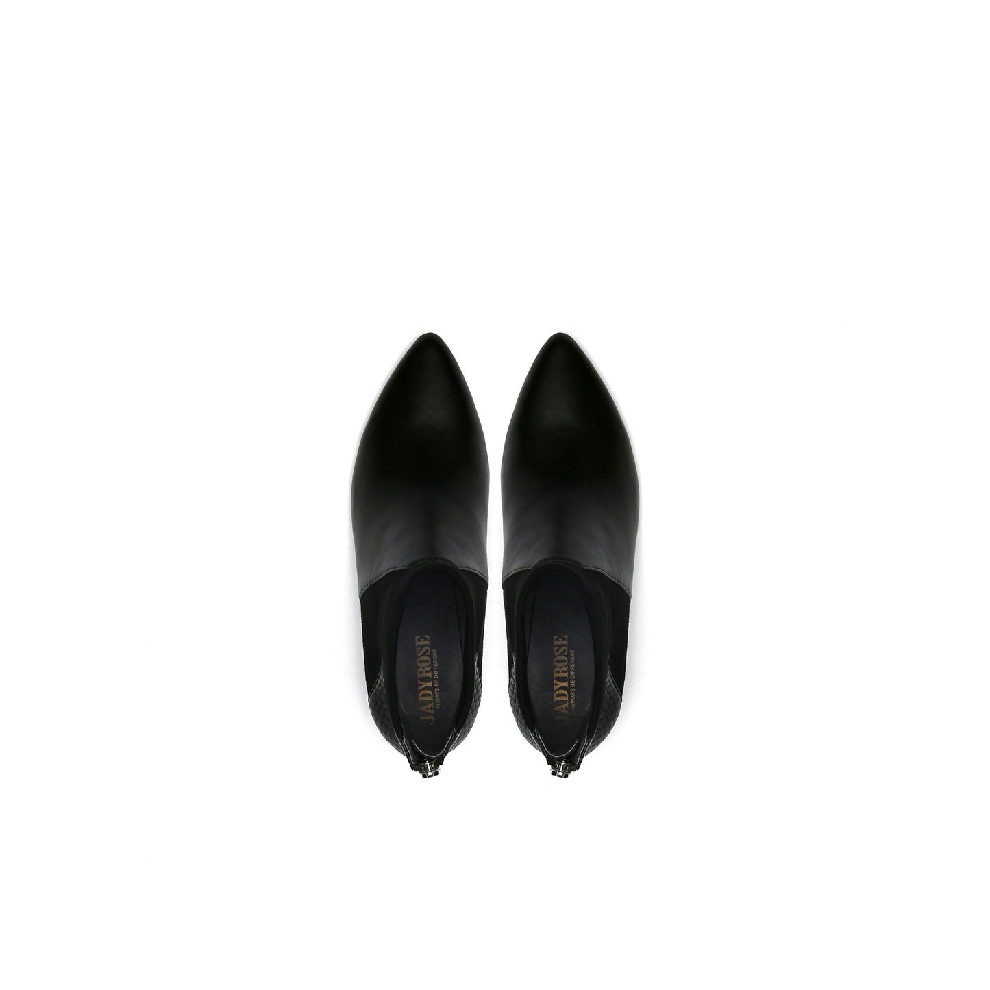 ankle high zip back leather boots all black 6