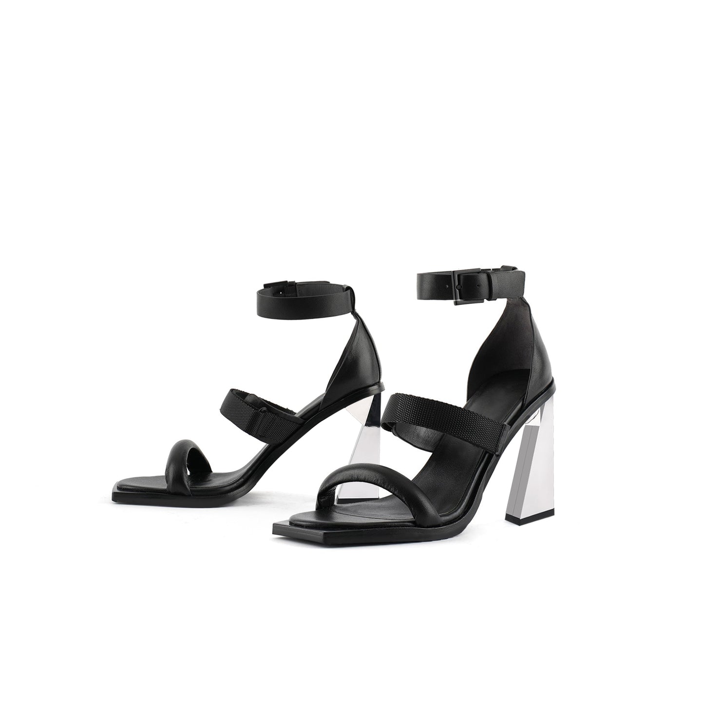 ankle strap structural heels all black 6