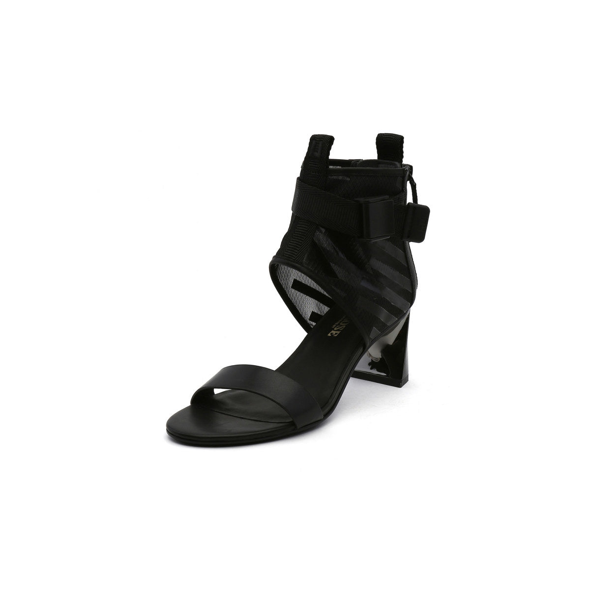 ankle straps open toe sandals all black 2