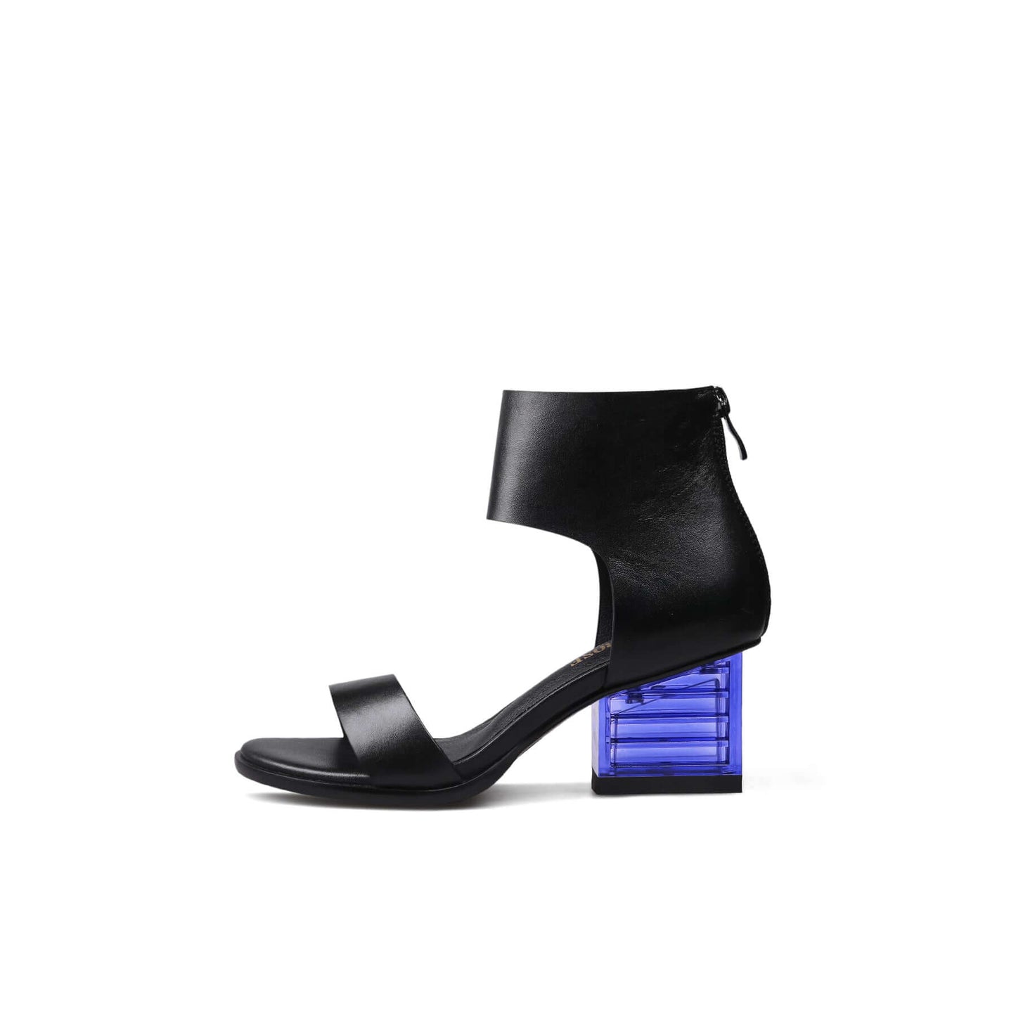 ankle wrap back zip sandals all black 1