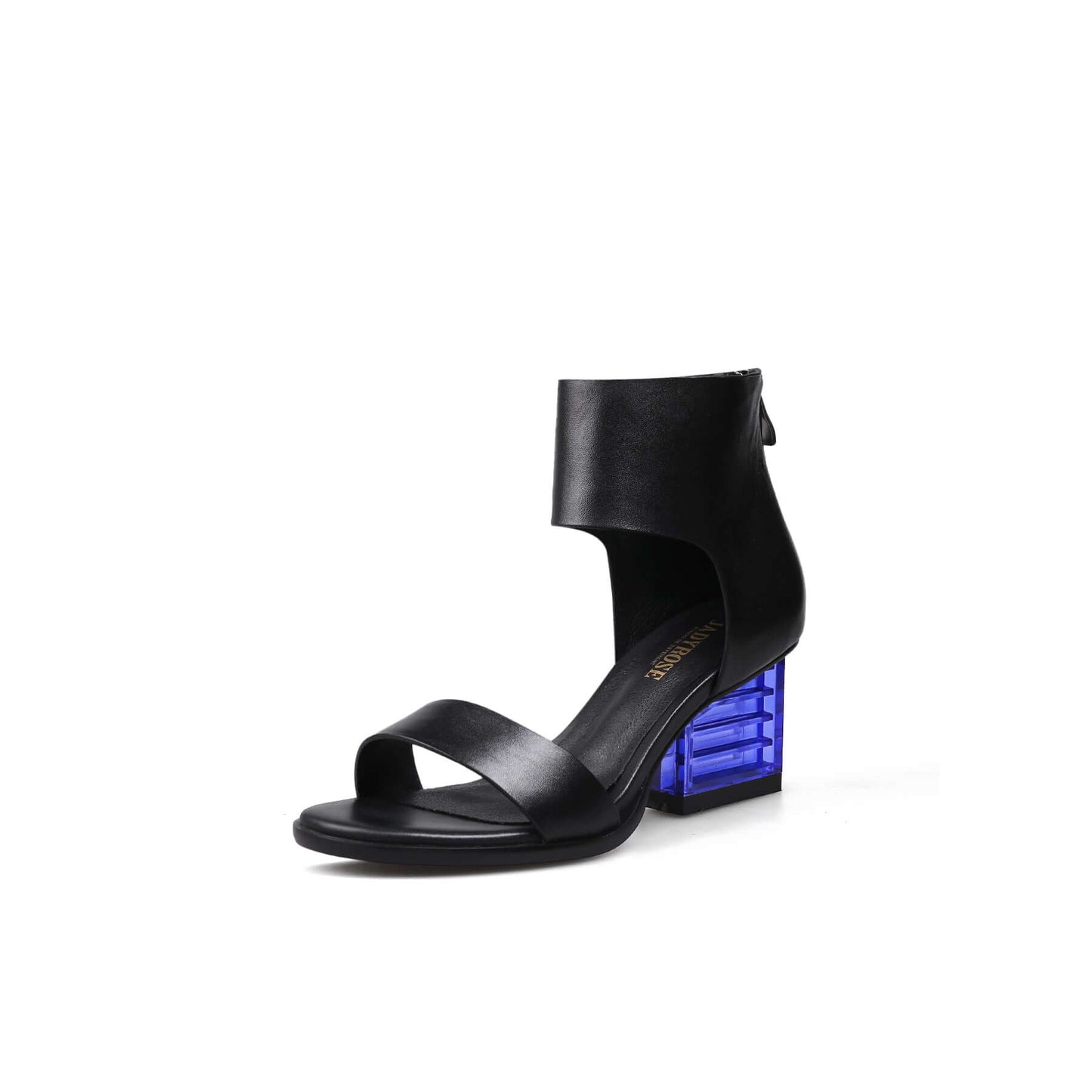 ankle wrap back zip sandals all black 2