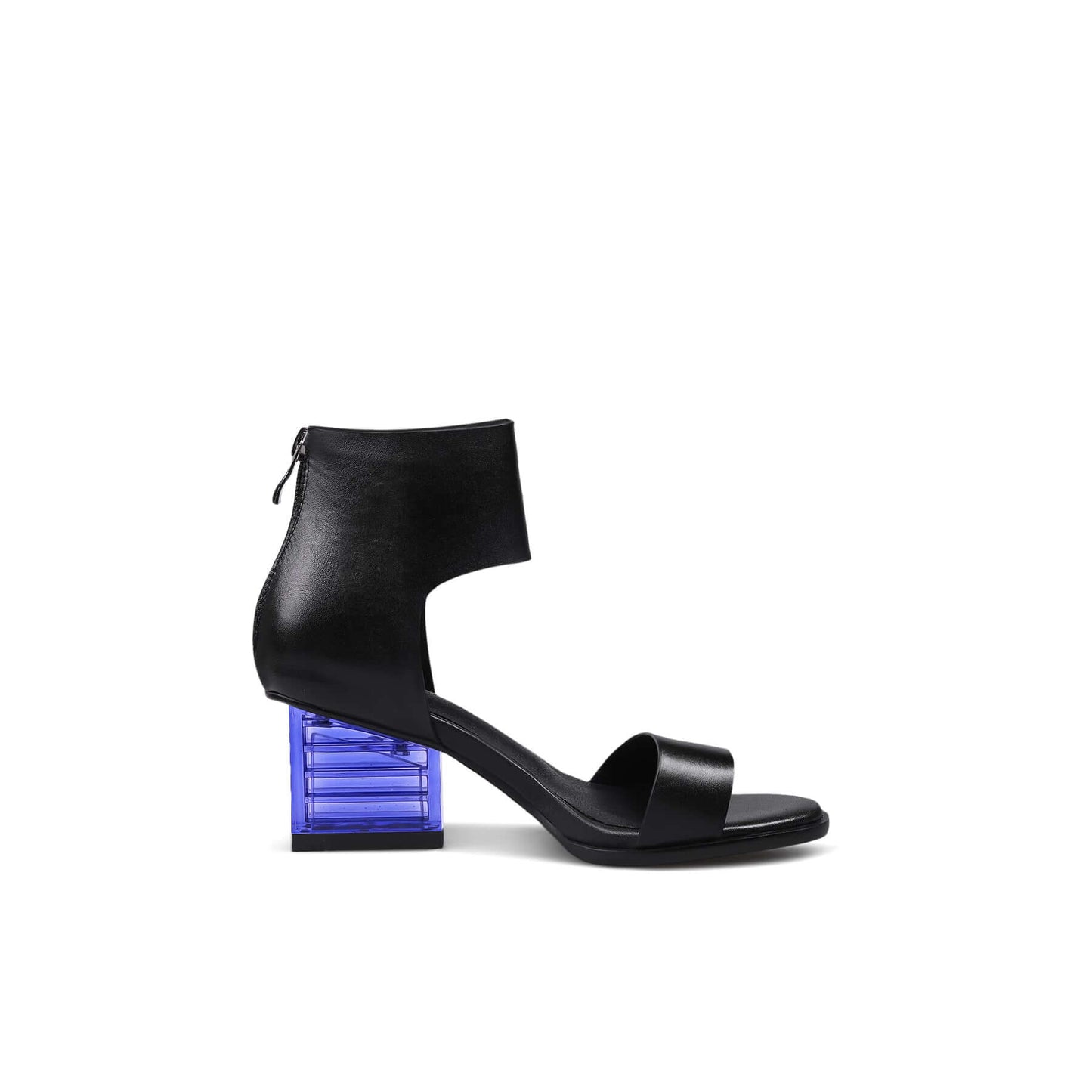 ankle wrap back zip sandals all black 3