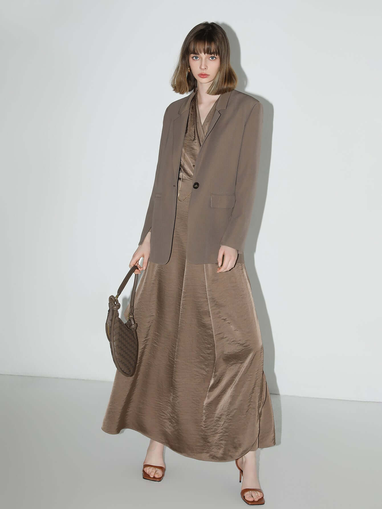 antique brown satin wrap dress all brown 3