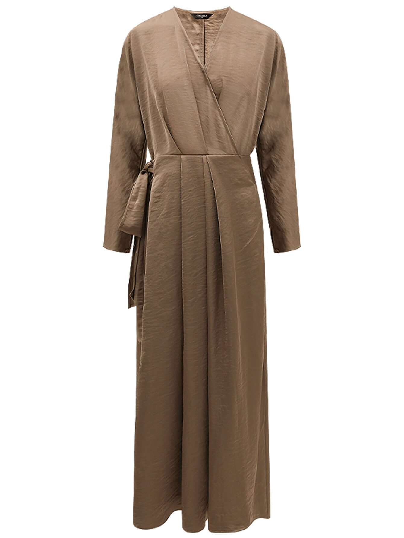 antique brown satin wrap dress all brown 4