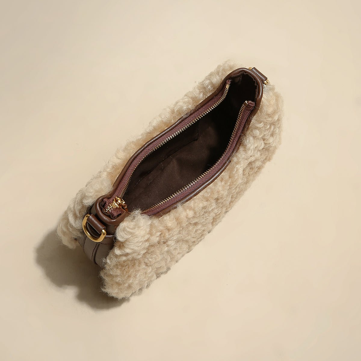 Apricot Beige Furry Mini Daily Shoulder Bag - 0cm