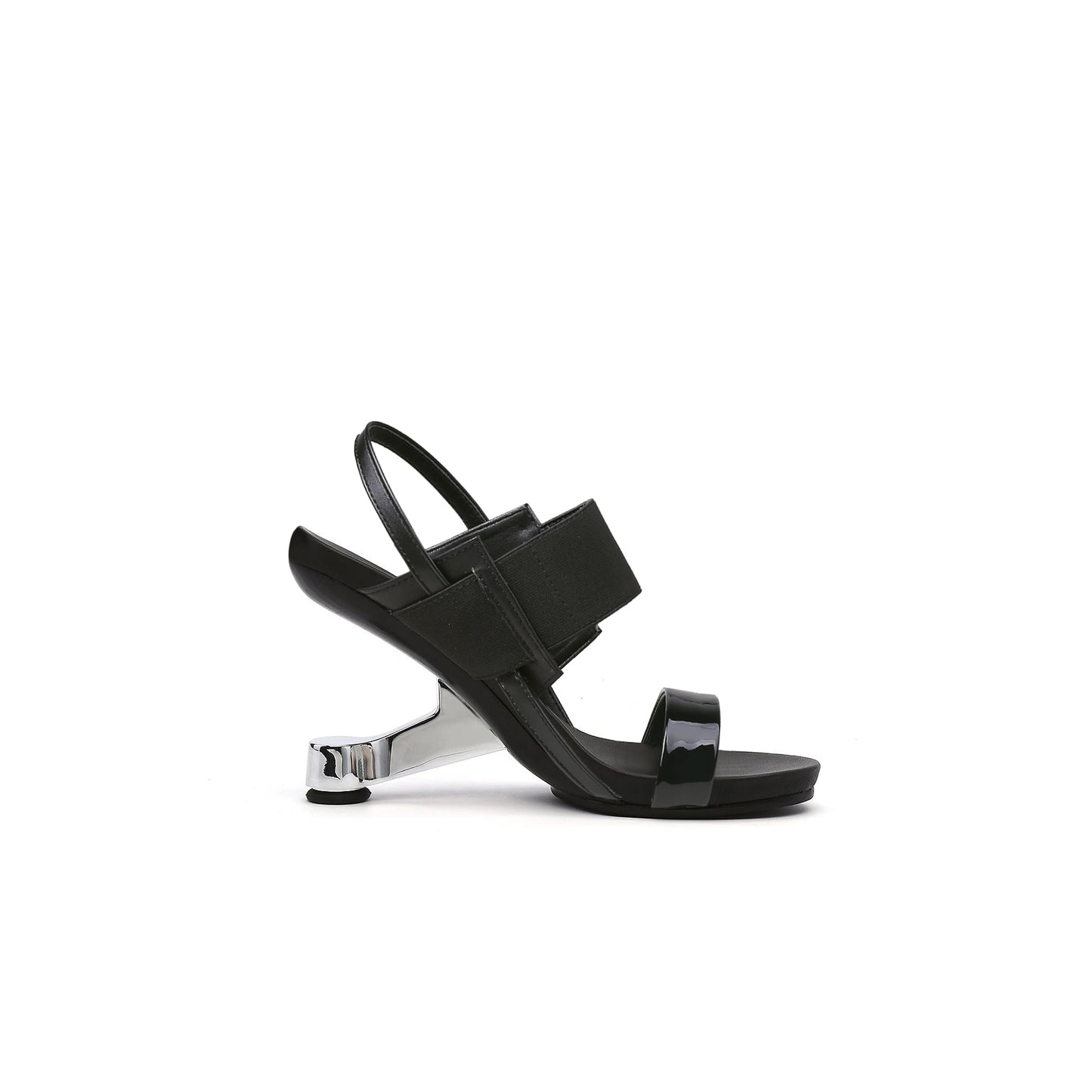 artistic glow ankle strap pivot heel sandals all black 3
